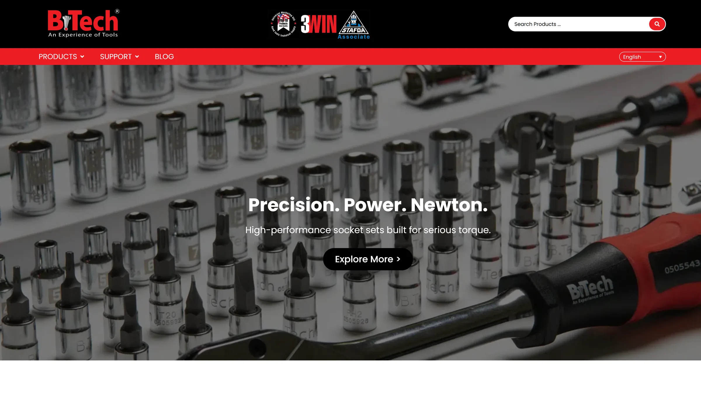 Hero section of the B-Tech Tools website