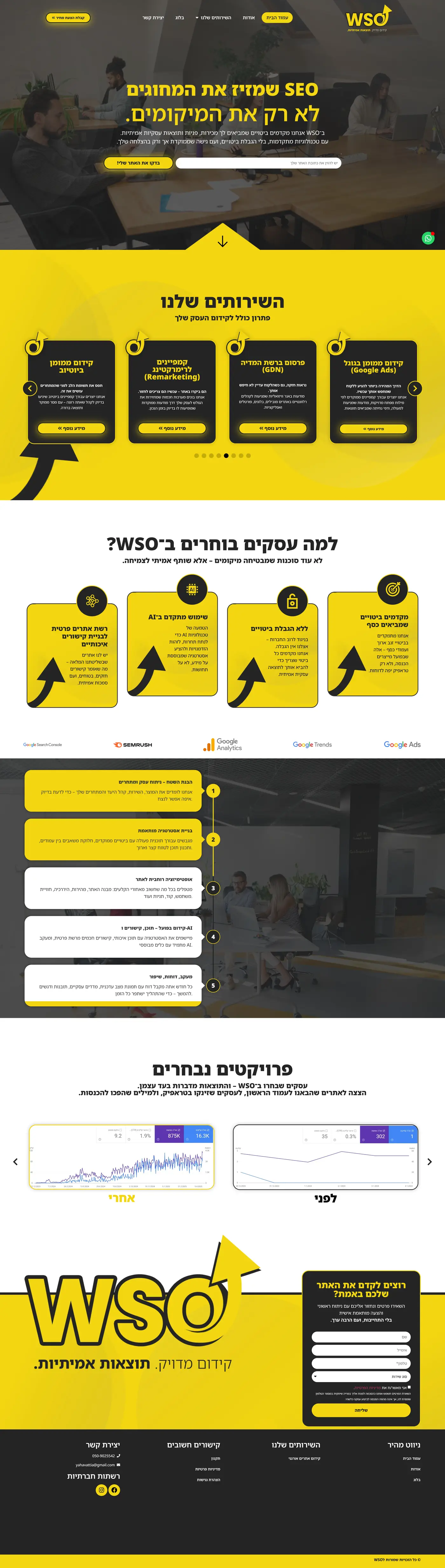 Full-length screenshot of the WSO homepage