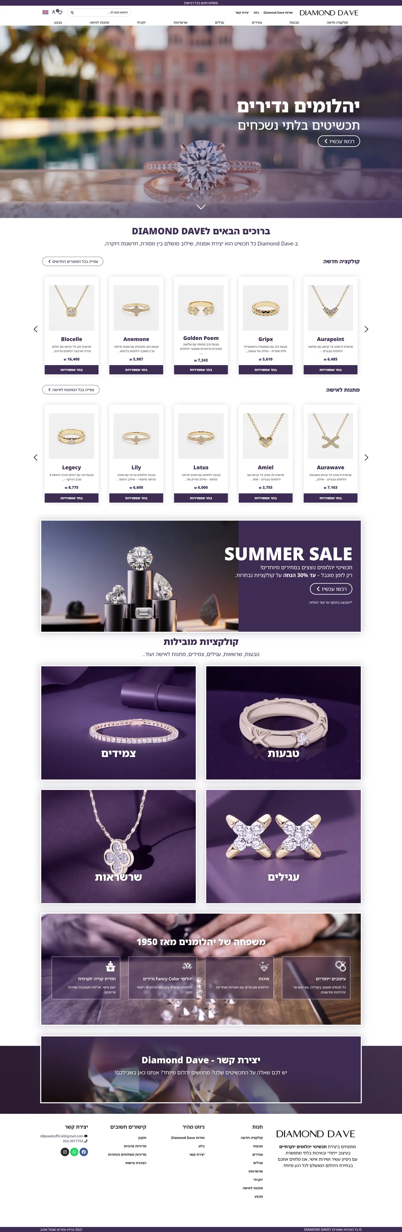 Full screenshot of the Diamond Dave homepage