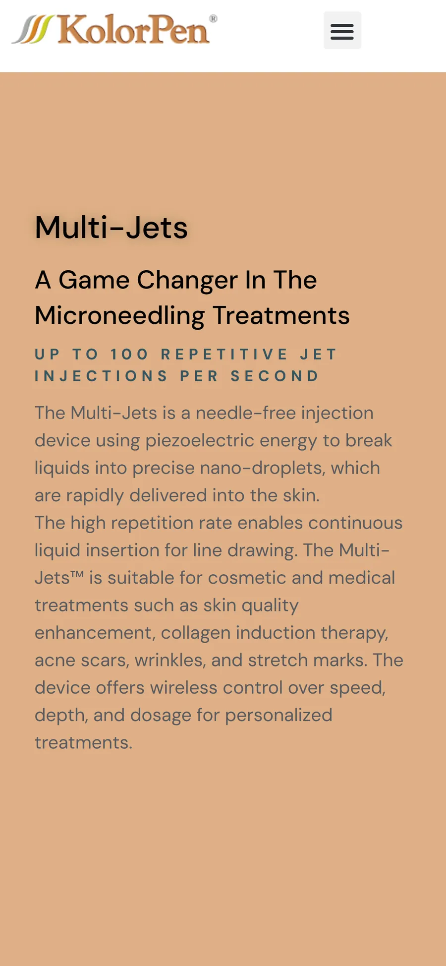 Multi-Jets website on a mobile phone, screen 1