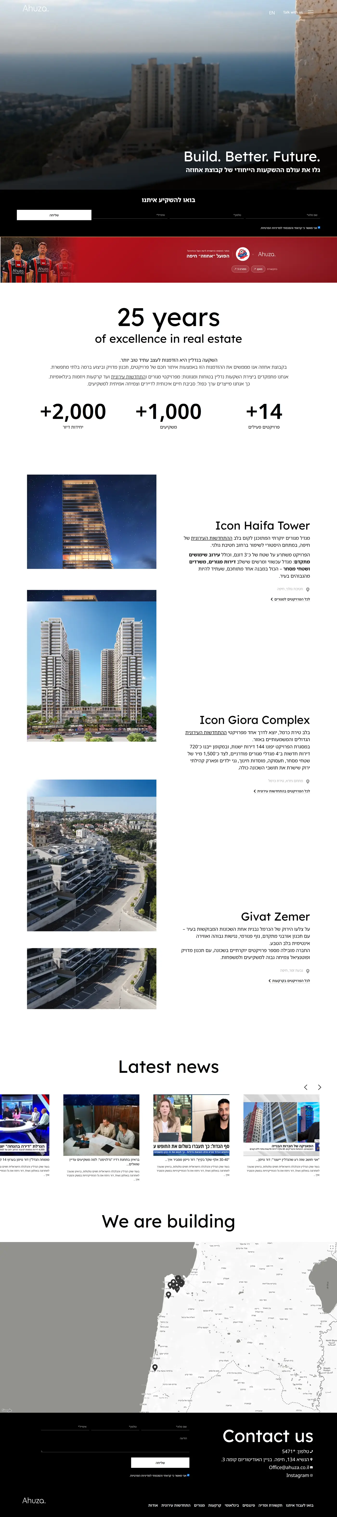 Full homepage view of the Ahuza Real Estate website