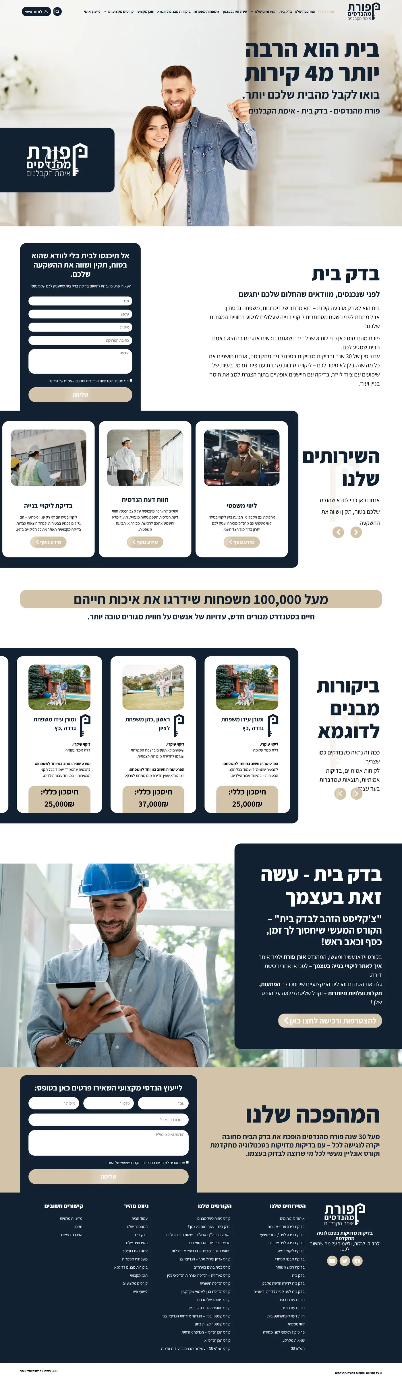 Full screenshot of the Porat Engineers homepage