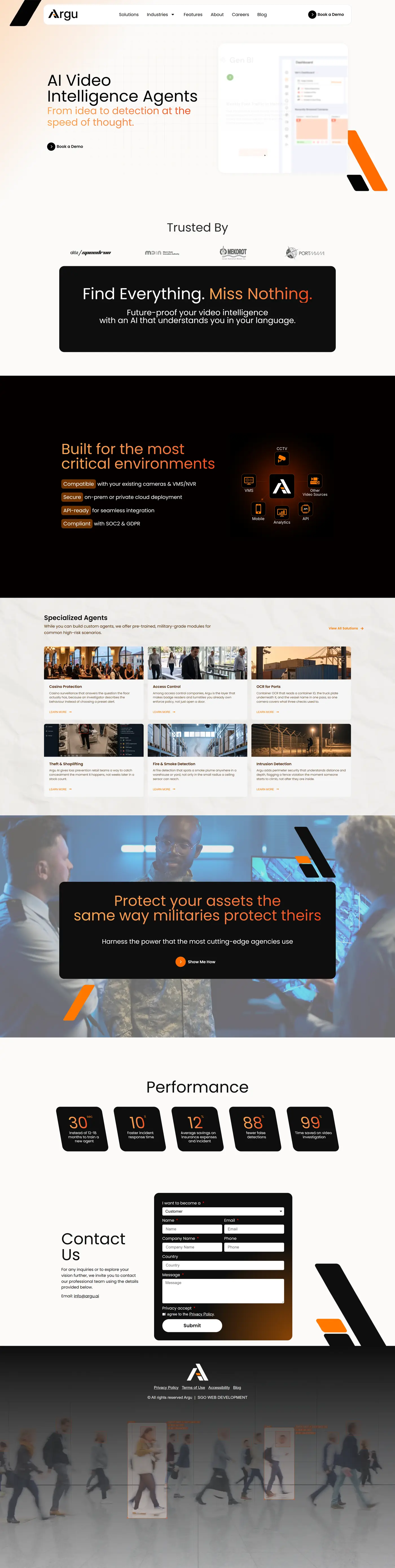 Full screenshot of the Argu website home page