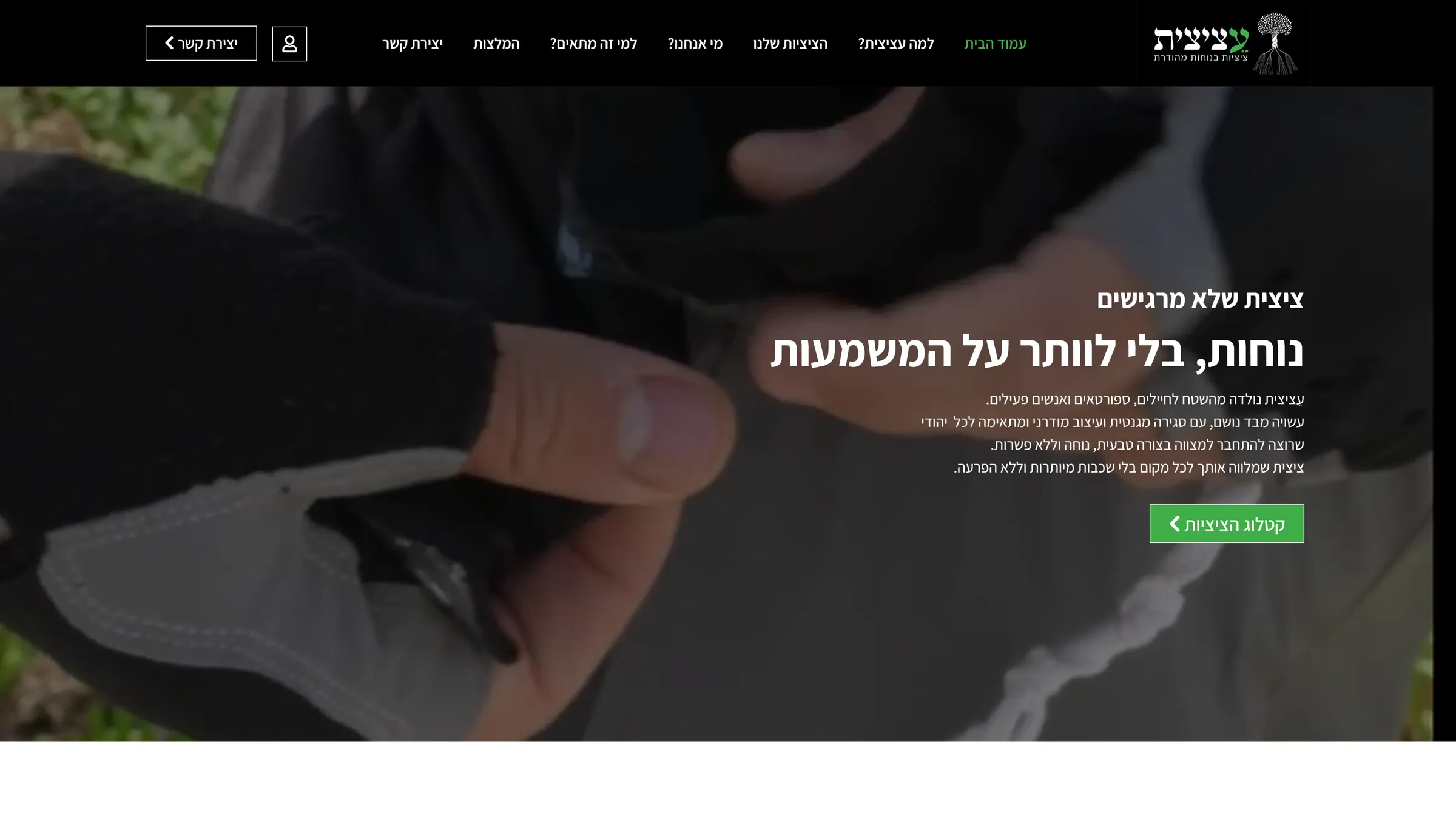 Above the fold view of the Etzizit website