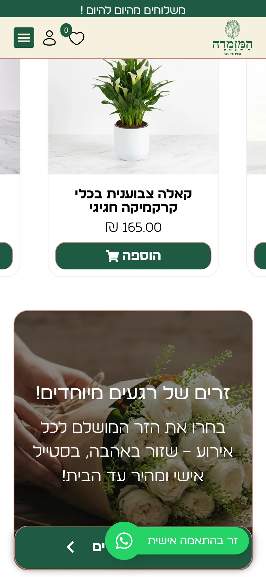 Hamazmera website on a mobile phone, screen 2