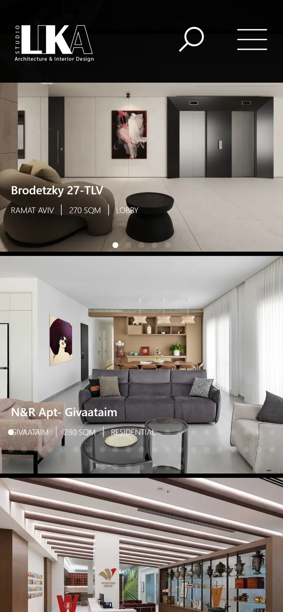 Lika Studio website on mobile, screen 2