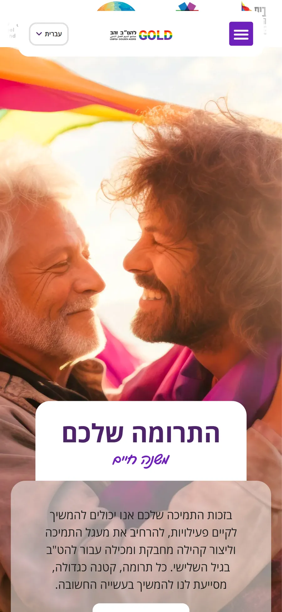Mobile view of the LGBT Gold website, screen 3