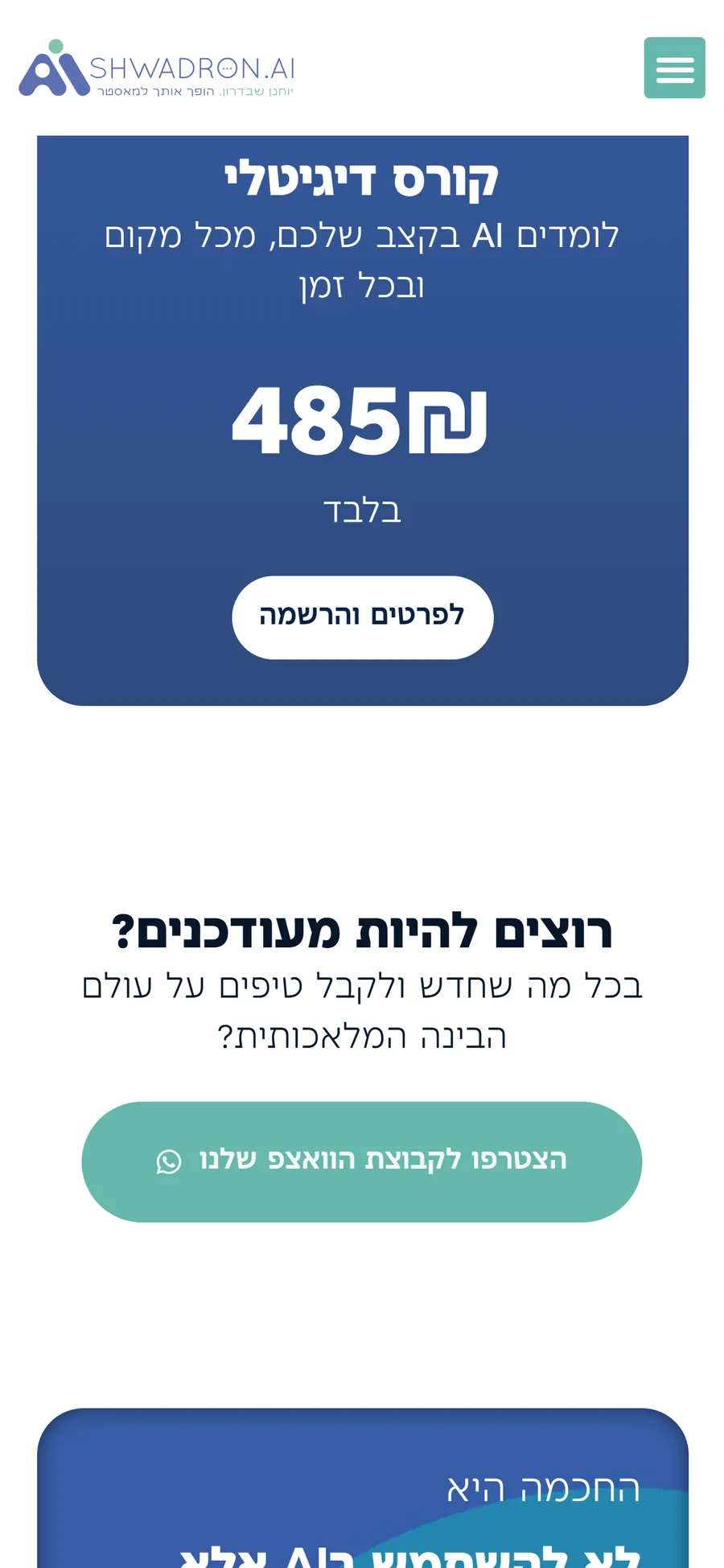 Yohanan Shwadron AI website on mobile, screen 3