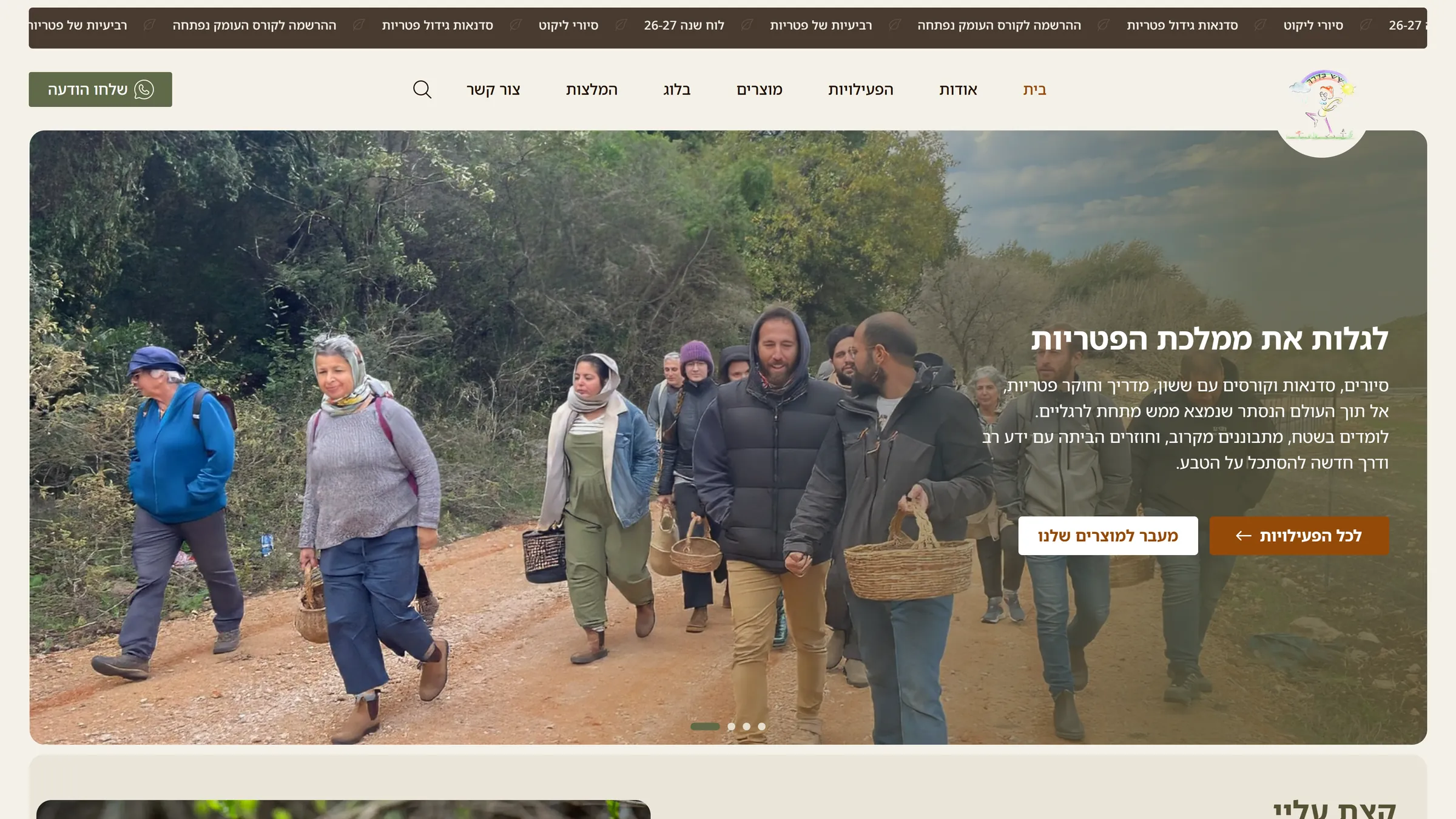 Hero section of the Sass Baderech website