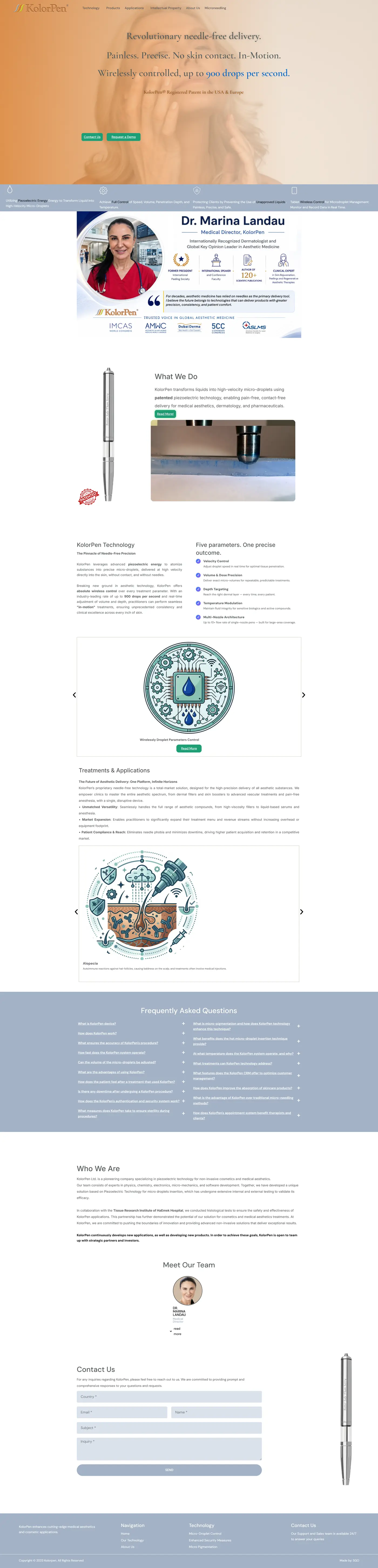 Full home page screenshot of the Kolorpen website