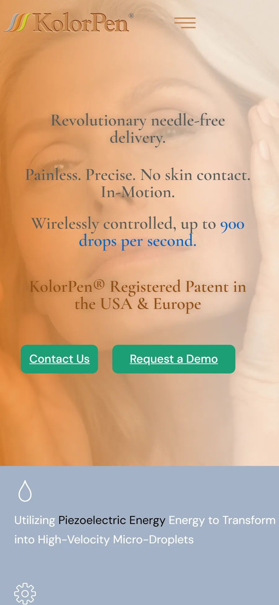 Kolorpen website on a mobile phone, screen 1
